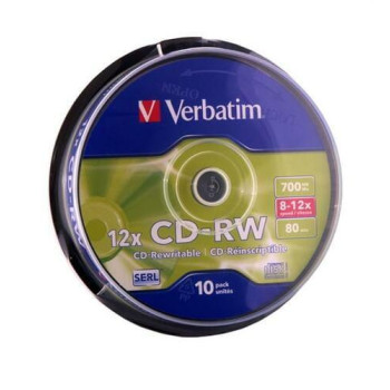 Диск Verbatim CD-RW 700MB 12х Cake/10