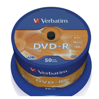 Диск Verbatim DVD-R AZO 4.7GB 16X MATT SILVER SURFACE Cake/50